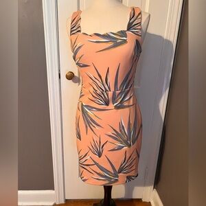 Bloomingdales Aqua Pink Palm Tree Dress, never worn with tags, size large